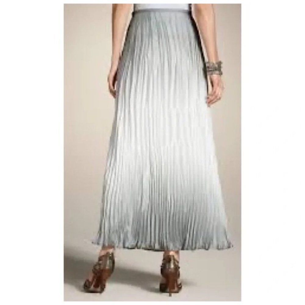 Chico's Silver Pleated Maxi Skirt